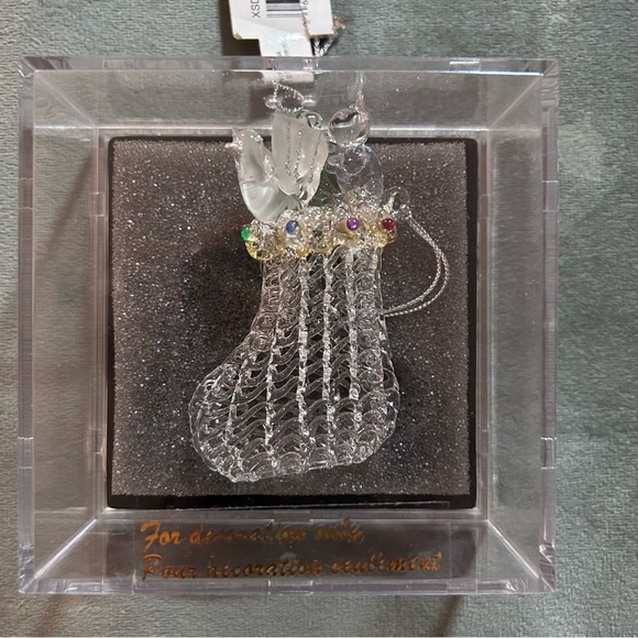 Vintage spun glass Christmas ornament - 3” STOCKING - Picture 2 of 4